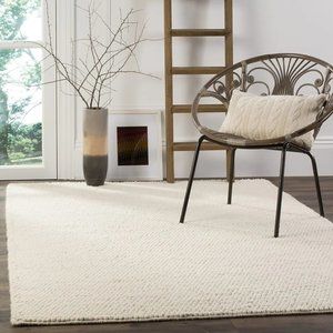 5' x 8' 5x8 Feet Ivory Handmade Premium Wool Natural Area Rug